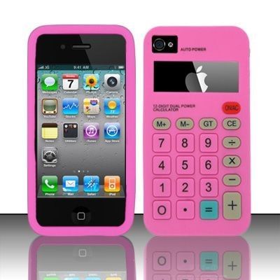 Retro kalkylator Silikonskal till Apple iPhone 4S/4 (Rosa)