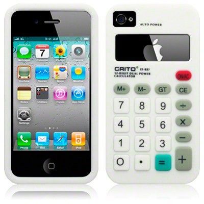 Retro kalkylator Silikonskal till Apple iPhone 4S/4 (Vit) (Vit)
