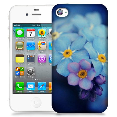 Skal till Apple iPhone 4S - Blå blommor