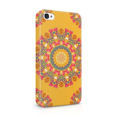 Skal till Apple iPhone 4S - Blommigt mönster - Orange
