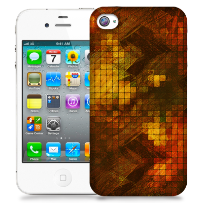 Skal till Apple iPhone 4S - Borstat rutor - Röd
