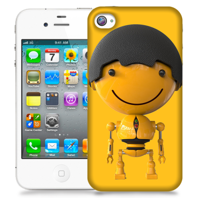 Skal till Apple iPhone 4S - Gul Robot