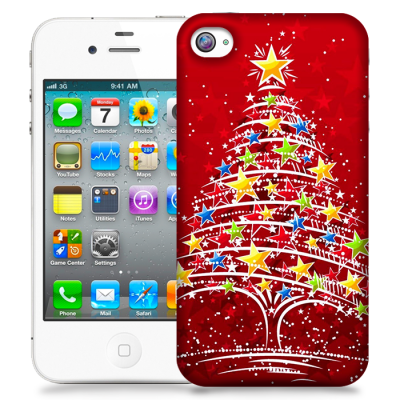 Skal till Apple iPhone 4S - Julgran - Röd