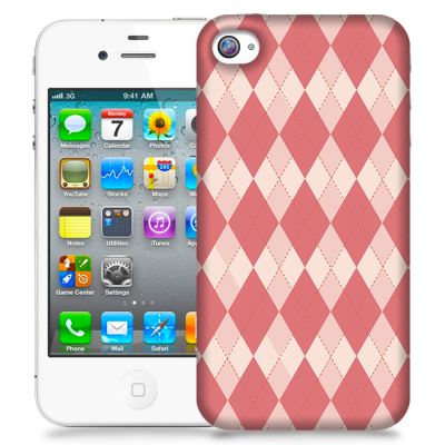 Skal till Apple iPhone 4S - Rutig - Ljusrosa