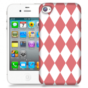 Skal till Apple iPhone 4S - Rutig - Rosa/Vit