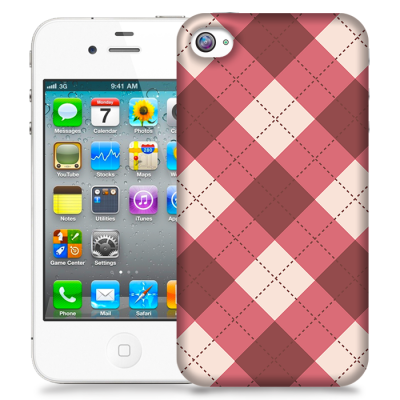 Skal till Apple iPhone 4S - Rutig Stygn - Rosa