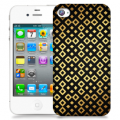 Skal till Apple iPhone 4S - Rutmönster - Svart/Guld