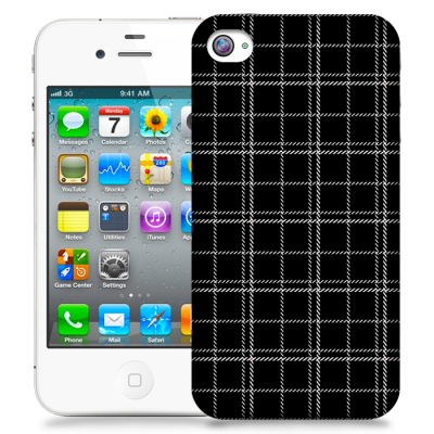 Skal till Apple iPhone 4S - Sömmar - Rutmönster Svart