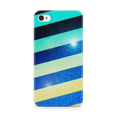 Skal till Apple iPhone 4S - Striped Colorful Glitter
