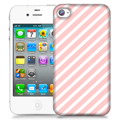 Skal till Apple iPhone 4S - Stripes - Ljusrosa