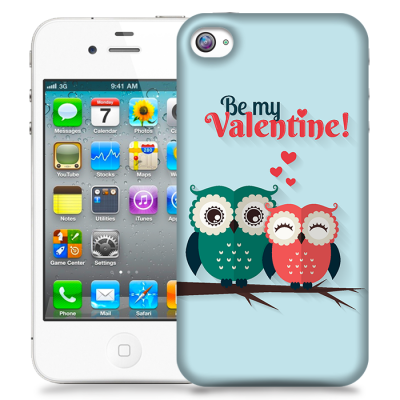 Skal till Apple iPhone 4S - Ugglor - Be my valentine