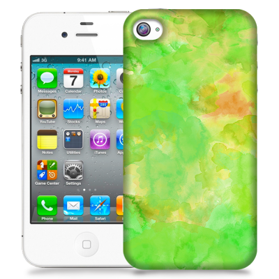 Skal till Apple iPhone 4S - Vattenfärg - Grön/Gul
