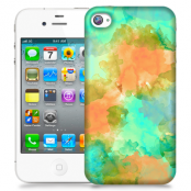 Skal till Apple iPhone 4S - Vattenfärg - Grön/Orange