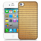 Skal till Apple iPhone 4S - Canvas Rutor - Guld/Brun