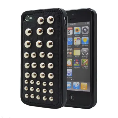 Studded leather pattern FlexiSkal till Apple iPhone 4S/4 (Dots)