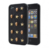Studded leather pattern FlexiSkal till Apple iPhone 4S/4 (Star Skulls)