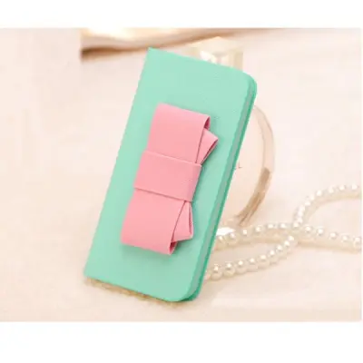 Sweet Hybrid Bow Plånboksfodral till Apple iPhone 4S / 4 (Mint)