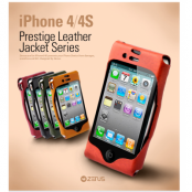 Zenus Leather Jacket väska till iPhone 4S/4 (Röd)