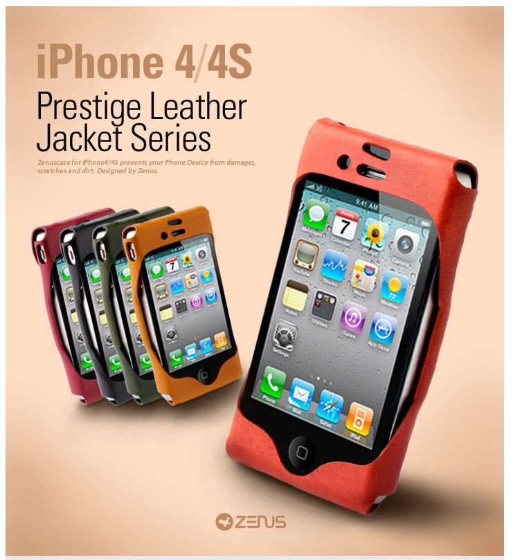 Zenus Leather Jacket väska till Apple iPhone 4S 4 (Mustard) Zenus Leather Jacket väska till Apple iPhone 4S 4 (Mustard)