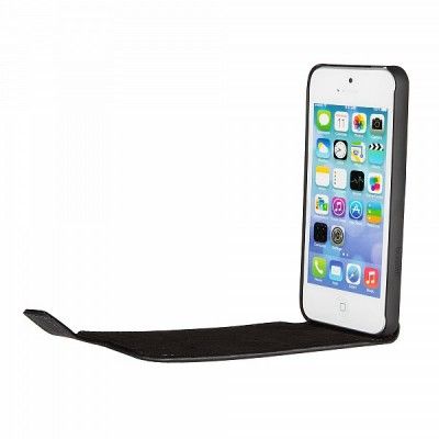 BUGATTI Äkta Läder Flipfodral till iPhone 5S/5 - Svart