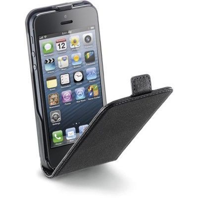 CellularLine Flap Essential, konstläderfodral, iPhone 5, svart