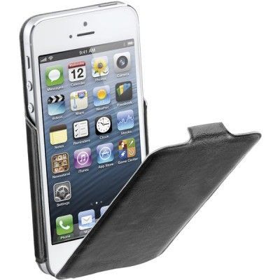 CellularLine Flap flat konstläderfodral för iPhone 5, snäpp-lås, svart