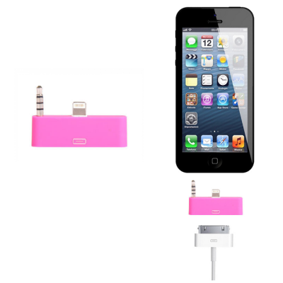30 pin till lightning 3.5mm audio adapter till iPhone 5S/5 (Magenta)