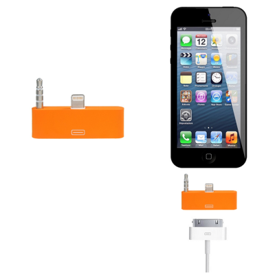 30 pin till lightning 3.5mm audio adapter till iPhone 5S/5 (Orange)