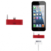 30 pin till lightning 3.5mm audio adapter till iPhone 5S/5 (Röd)
