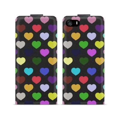 Flipfodral till iPhone 5/5S - Multicolored Hearts