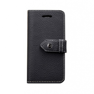 Äkta Embossed Plånboksfodral till Apple iPhone 5S/5 (Svart)