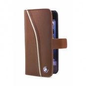 BMW Äkta läder plånboksfodral till iPhone 5/5S - Brun