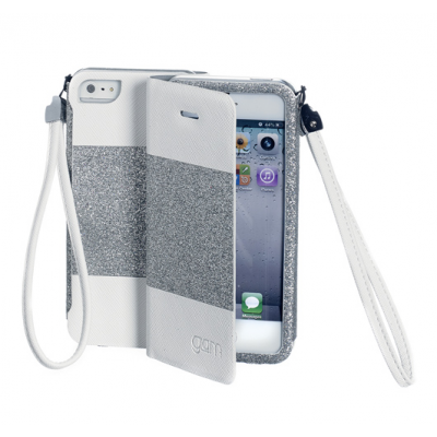 Celly Glamme Glitter fodral till iPhone 5S/5 - Vit