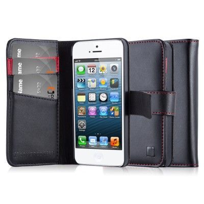 CoveredGear Äkta Läder Plånboksfodral till Apple iPhone 5/5S/SE - Svart