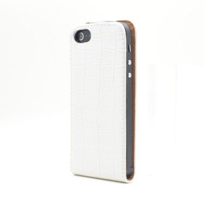 Croco Flip mobilväska till Apple iPhone 5/5S/SE (Vit)