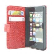 Croco plånboksfodral till iPhone 5S/5 - Röd