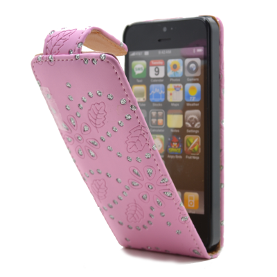 Diamante Flip mobilväska till Apple iPhone 5/5S/SE (Rosa)