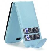 Flip mobilväska till Apple iPhone 5/5S/SE med plats för 2st kort (Ljus Blå)