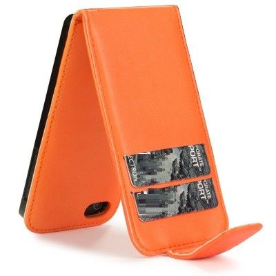 Flip mobilväska till iPhone 5S/5 med plats för 2st kort (Orange)