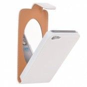 Flip mobilväska till iPhone 5S/5 med spegel (Vit)