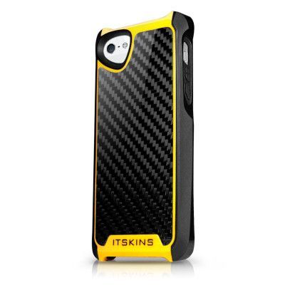 ITSkins Atom Carbon Fusion till Apple iPhone 5/5S/SE (Gul) + Fodral + Skärmskydd