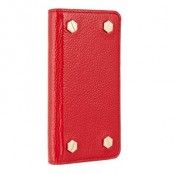 Melkco Hex-Shine Plånboksfodral i äkta läder till Apple iPhone 5/5S/SE - Red Lyc