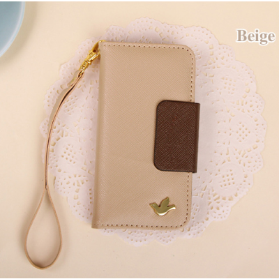 Metallic Bird Plånboksfodral till iPhone 5S/5 - Beige