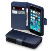 Plånboksfodral av äkta läder till Apple iPhone 5/5S/SE (MörkBlå)