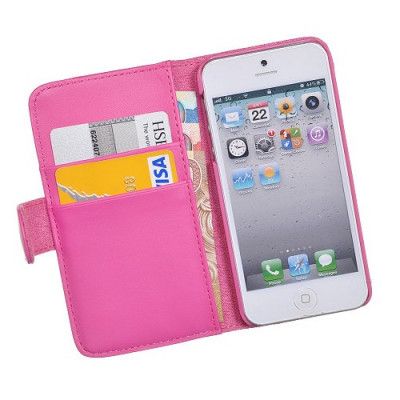 Plånboksfodral till Apple iPhone 5/5S/SE DuoCroco - Rosa