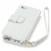Plånboksfodral till iPhone 5S/5 med floral interior - Vit