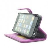 Stand plånboksfodral till iPhone 5S/5 - (Lila)