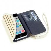 Studded Rock Chic Plånboksfodral till Apple iPhone 5S / 5 (Grädd vit)
