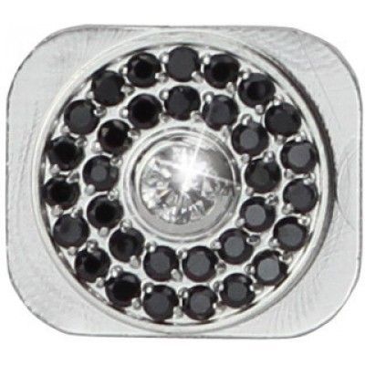 Home-knapp med strass (iPhone 5) - Silver med svart strass