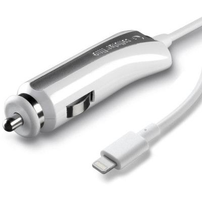 CellularLine strömadapter cigg 12/24V Apple Lightning, 1,5m kabel, vit